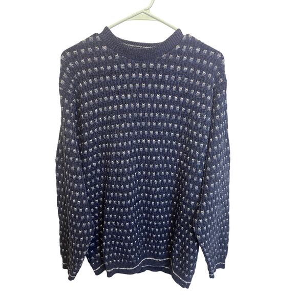 90s Vintage Navy Blue Grandpa Crewneck Sweater Cozy Classic Retro Size XL - Picture 1 of 10